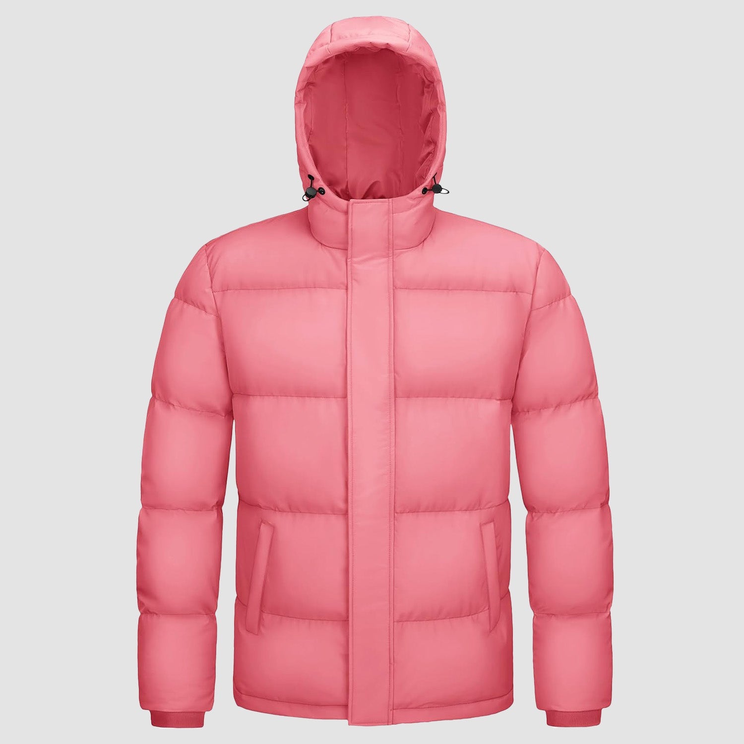 Men's navy hooded duck down puffer jacket, water-resistant windproof insulated winter coat