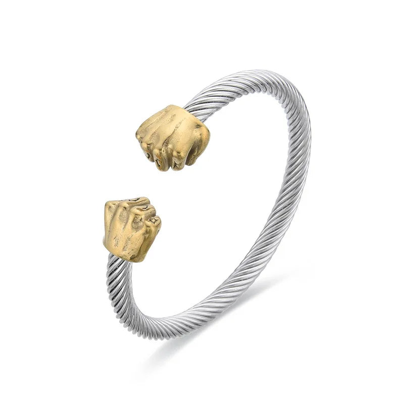 Mercer bold stainless steel twisted cable cuff bracelet adjustable 6mm rope band men