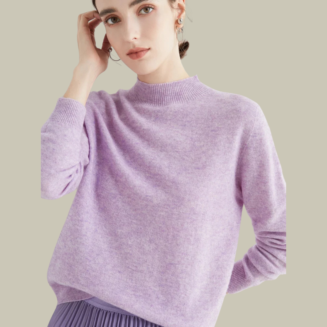 Paige women's wool blend mock neck sweater classic fit soft knit everyday layering essential