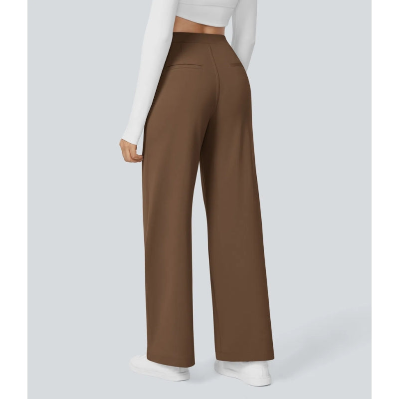 Pallo high-waisted wide-leg work pants with front pleats, professional tailored fit