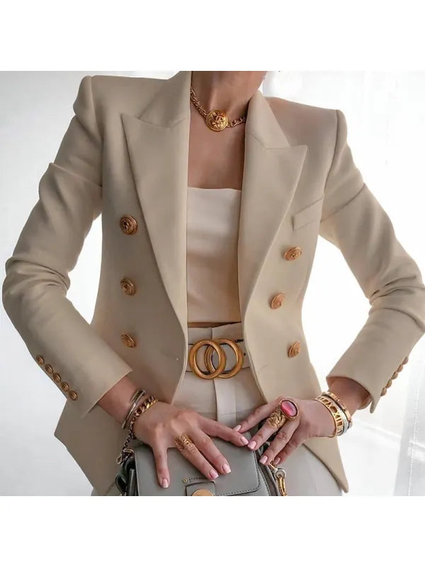 Women's elegant office blazer slim fit sophisticated silhouette premium craftsmanship professional style