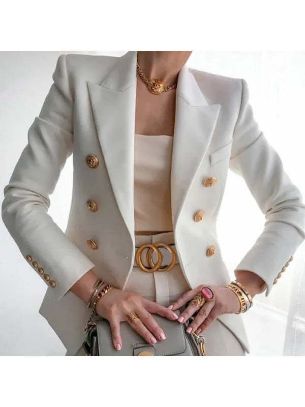 Women's elegant office blazer slim fit premium tailored silhouette professional contemporary style