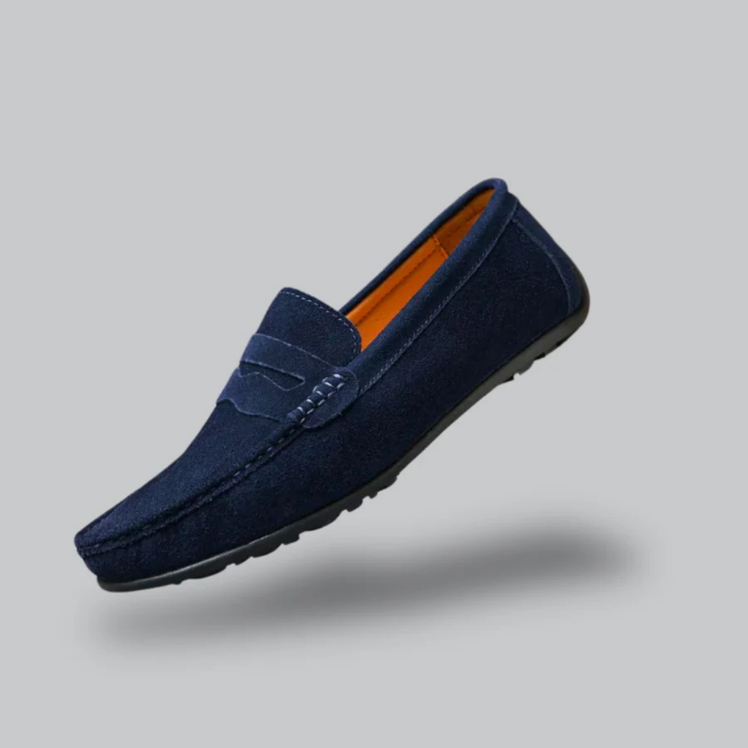 Men's black slip-on loafer classic silhouette with easy-on design for all-day professional comfort