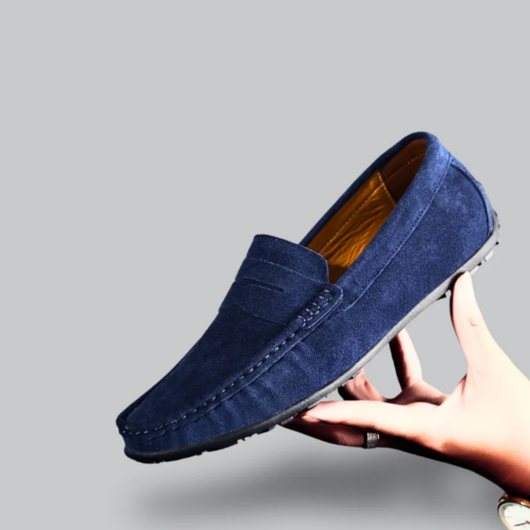Men's black slip-on loafer classic silhouette with easy-on design for all-day professional comfort