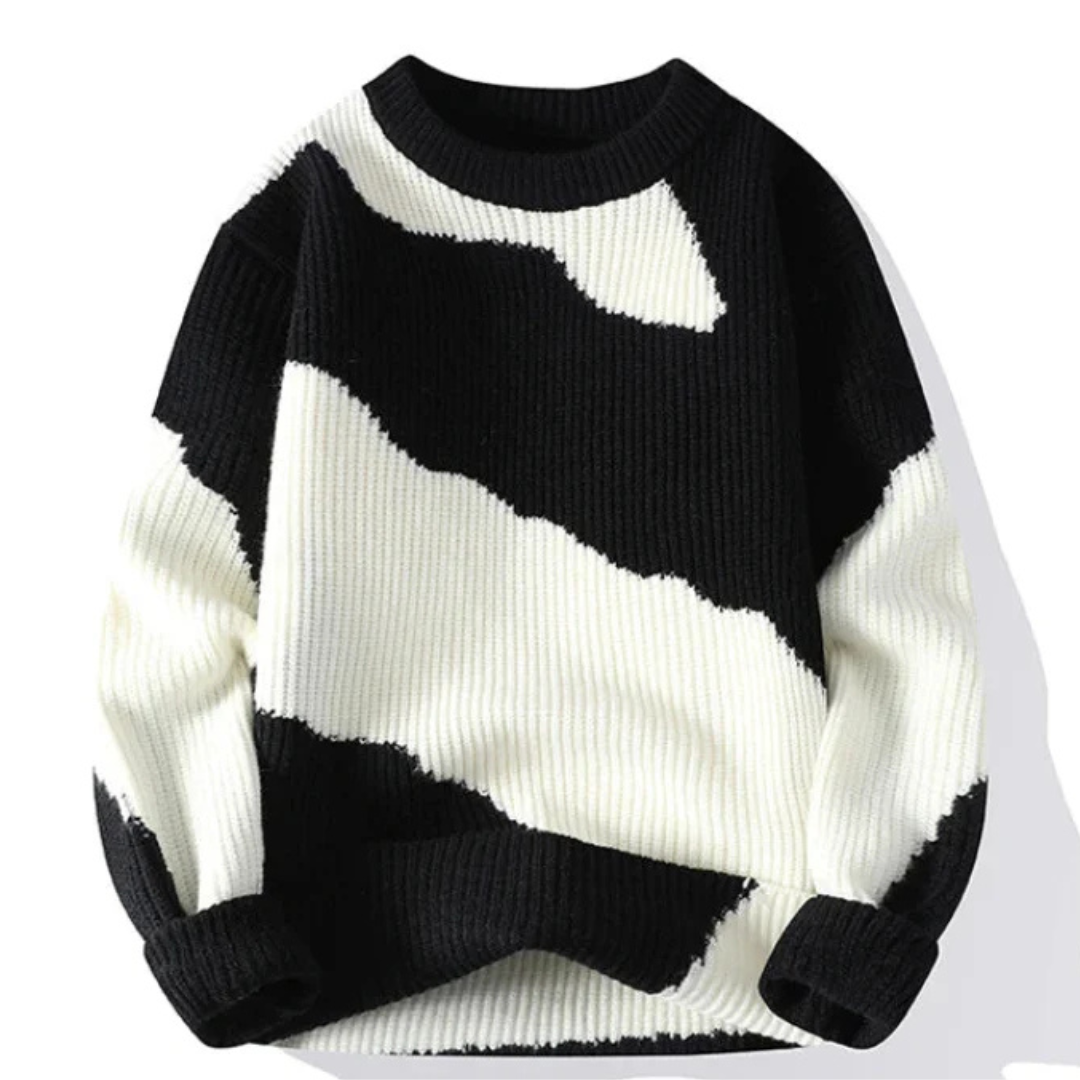 Men's warm corduroy knit sweater relaxed fit crew neck soft textured plush everyday essential