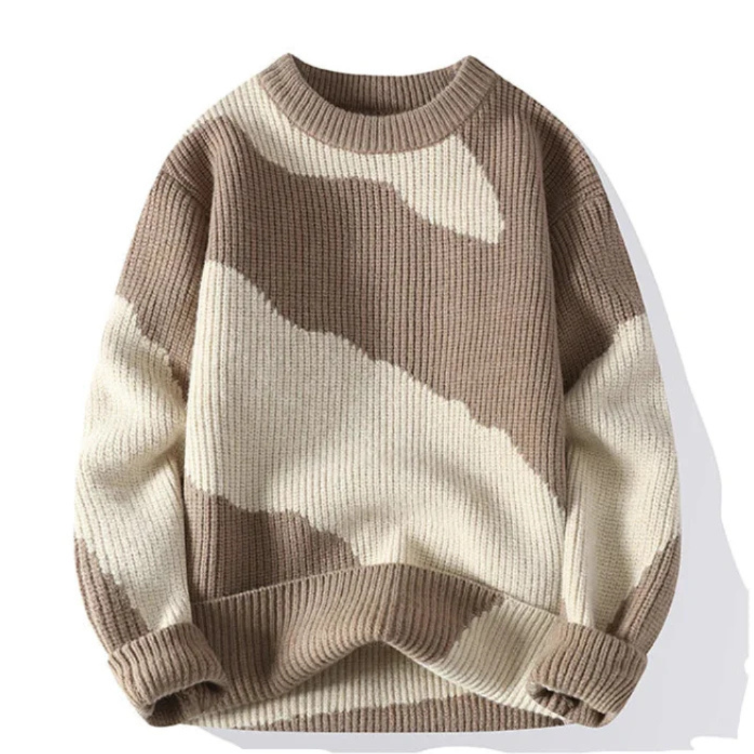 Men's warm corduroy knit sweater relaxed fit crew neck soft textured plush everyday essential