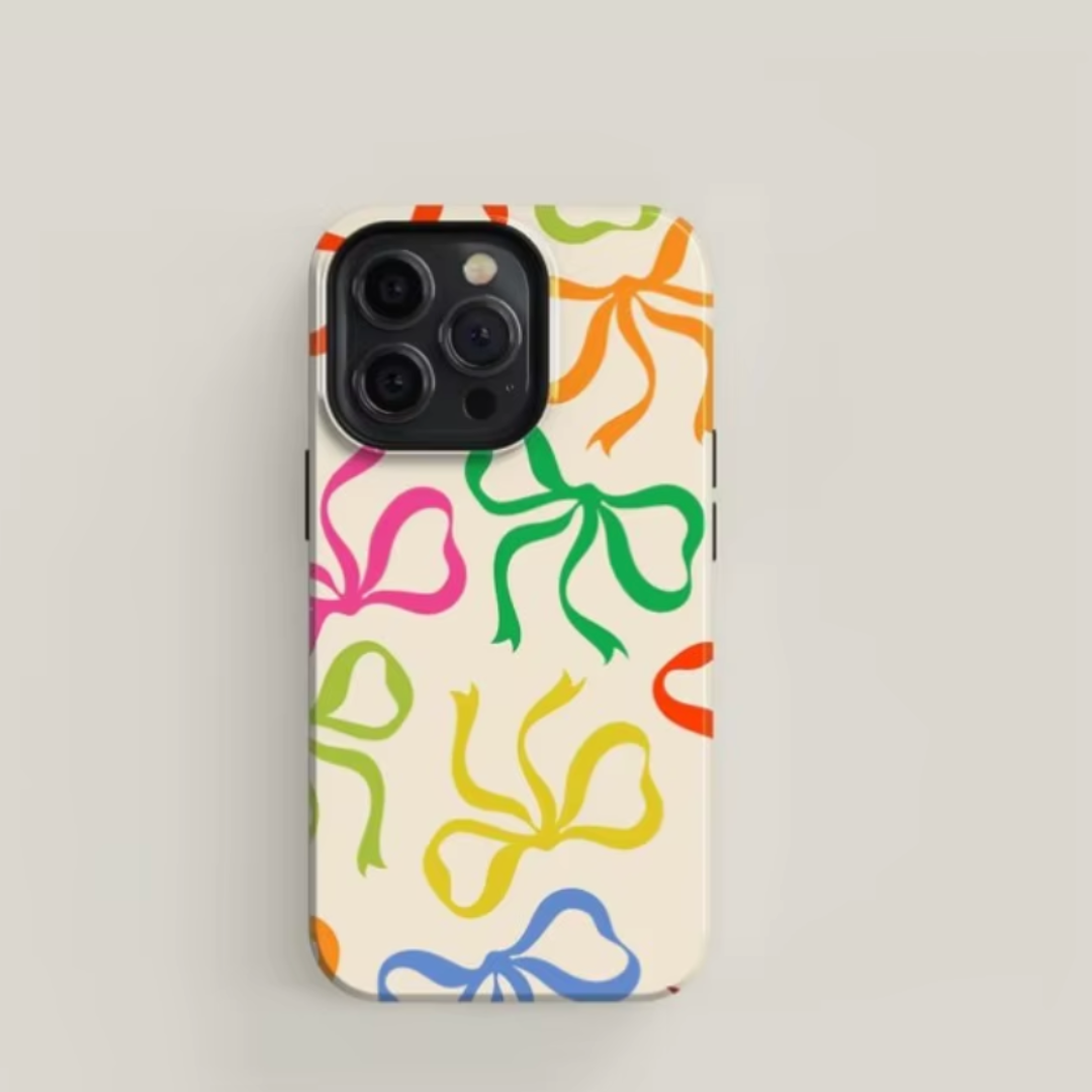 Bowcrest petite iPhone case soft-touch matte finish with dainty bow design, MagSafe compatible protective cover