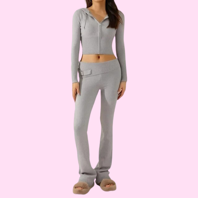 Women's cozy hoodie lounge set relaxed fit with practical hood for home and travel comfort