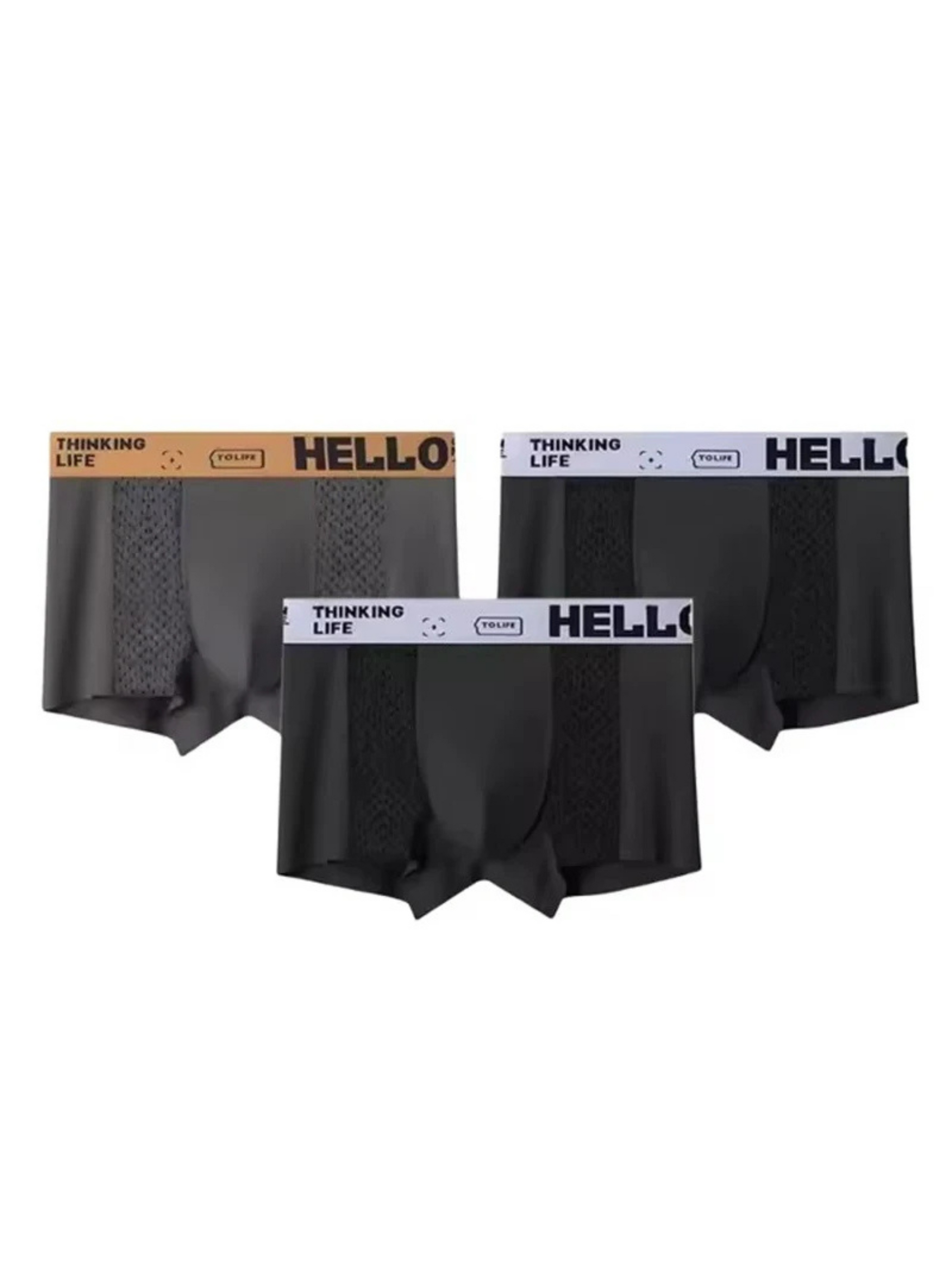 Men's ice silk mesh boxer briefs set, cooling breathable athletic underwear with four-way stretch