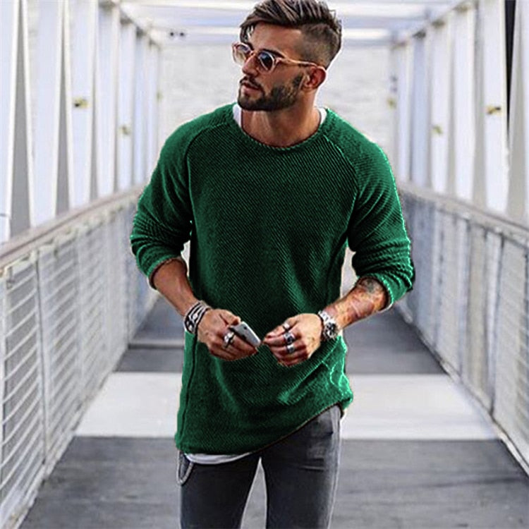 Declan men's long knit pullover sweater modern slim fit versatile office casual style