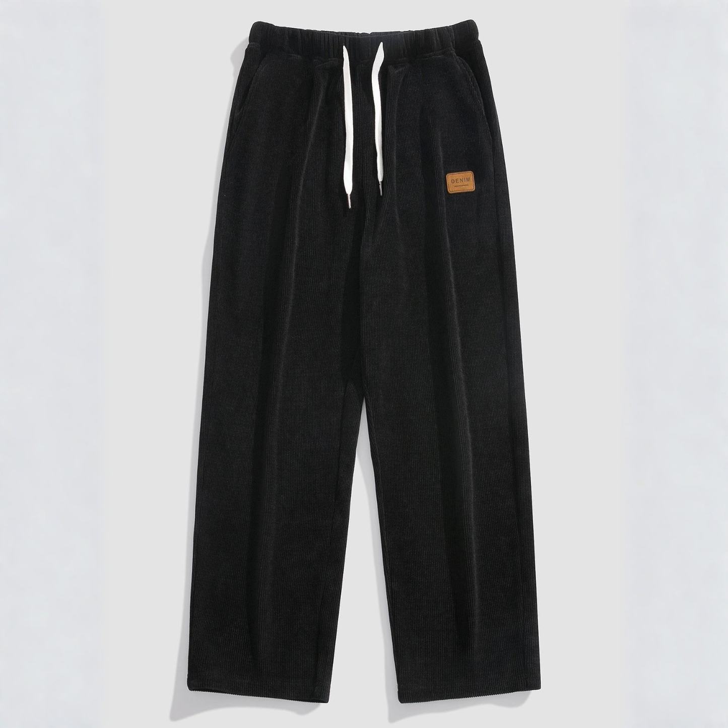 Men's straight fit corduroy pants in warm neutral tones with textured finish for autumn winter