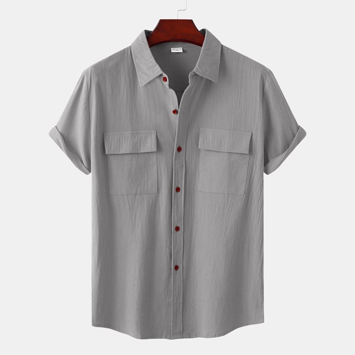 Men's Dani short-sleeve linen shirt, straight casual cut, breathable lightweight fabric for warm weather