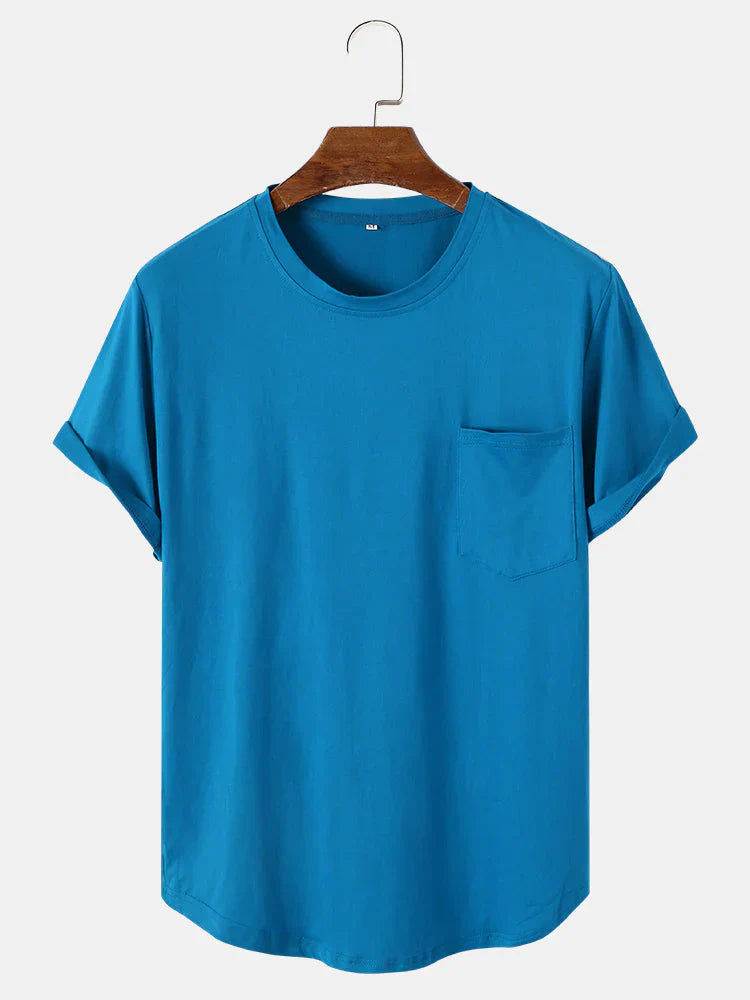 Men's classic crew neck pocket t-shirt relaxed fit soft everyday essential with chest pocket detail