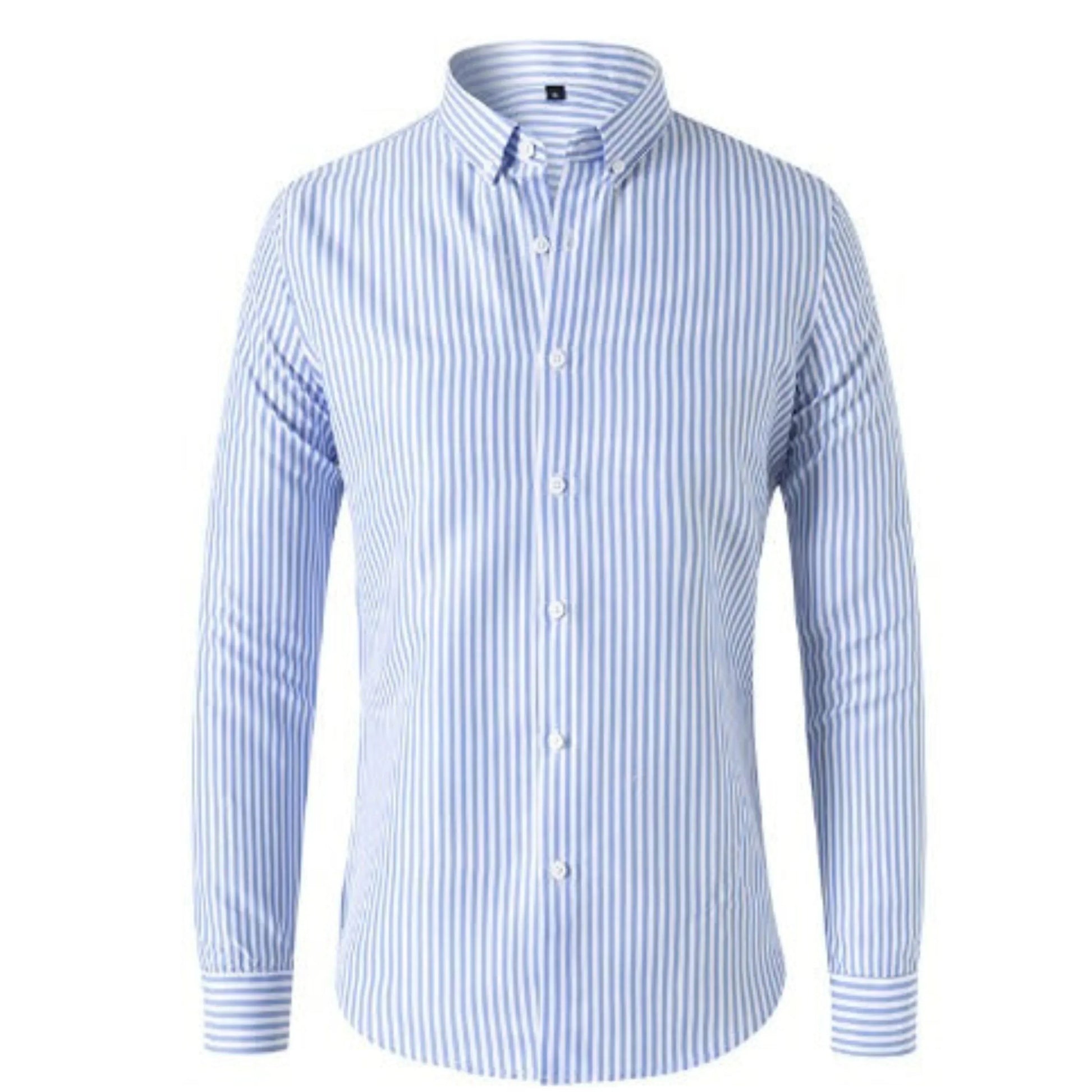 Men's modern striped shirt lightweight breathable fabric versatile summer slim-fit design