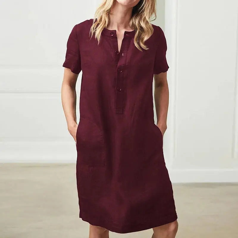 Women's Evelyn relaxed-fit short sleeve casual dress, breezy spring everyday style