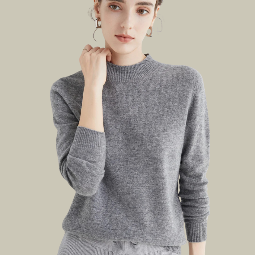 Paige women's wool blend mock neck sweater, classic fit with soft knit texture for everyday layering