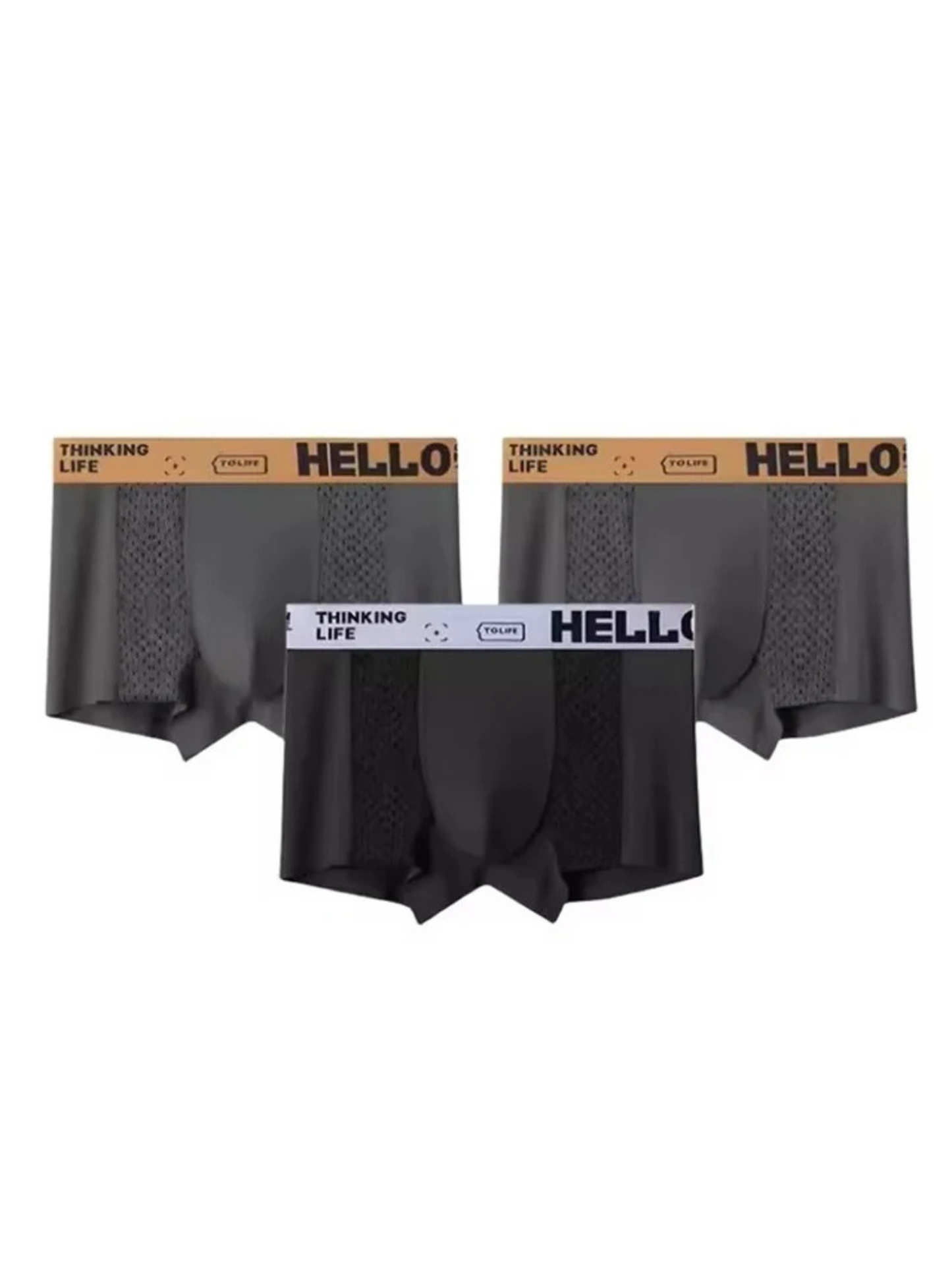 Men's ice silk mesh boxer briefs set, breathable cooling athletic underwear with four-way stretch