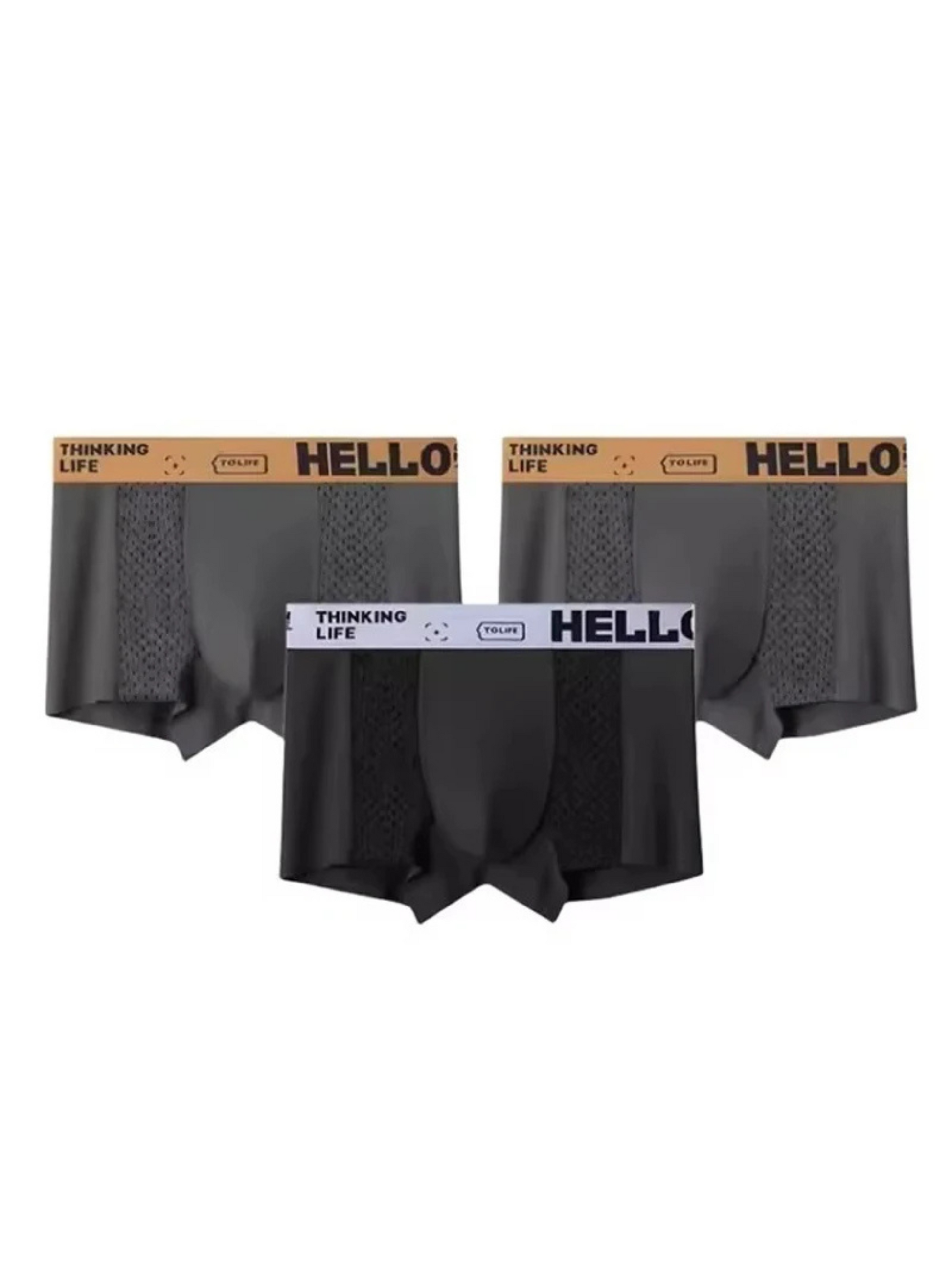 Men's ice silk mesh boxer briefs set, breathable cooling athletic underwear with four-way stretch