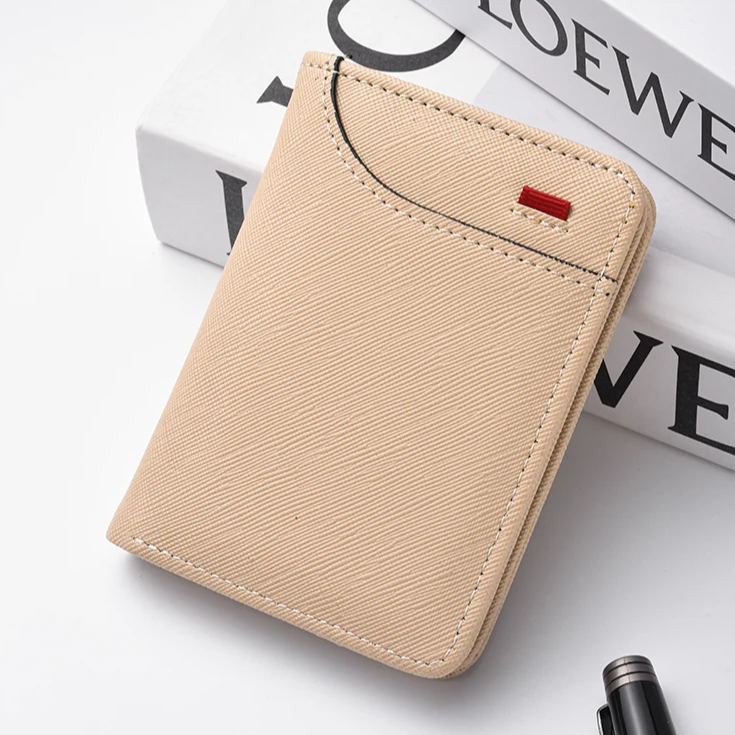 Slate vertical slim card holder wallet with clear ID window and cash sleeve for everyday carry
