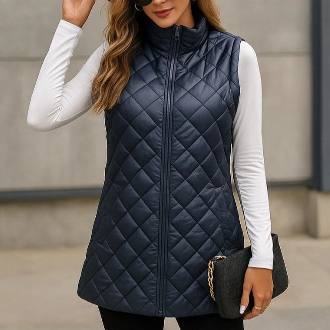 Women's lightweight quilted vest soft lining sleeveless cozy elegant silhouette for active days
