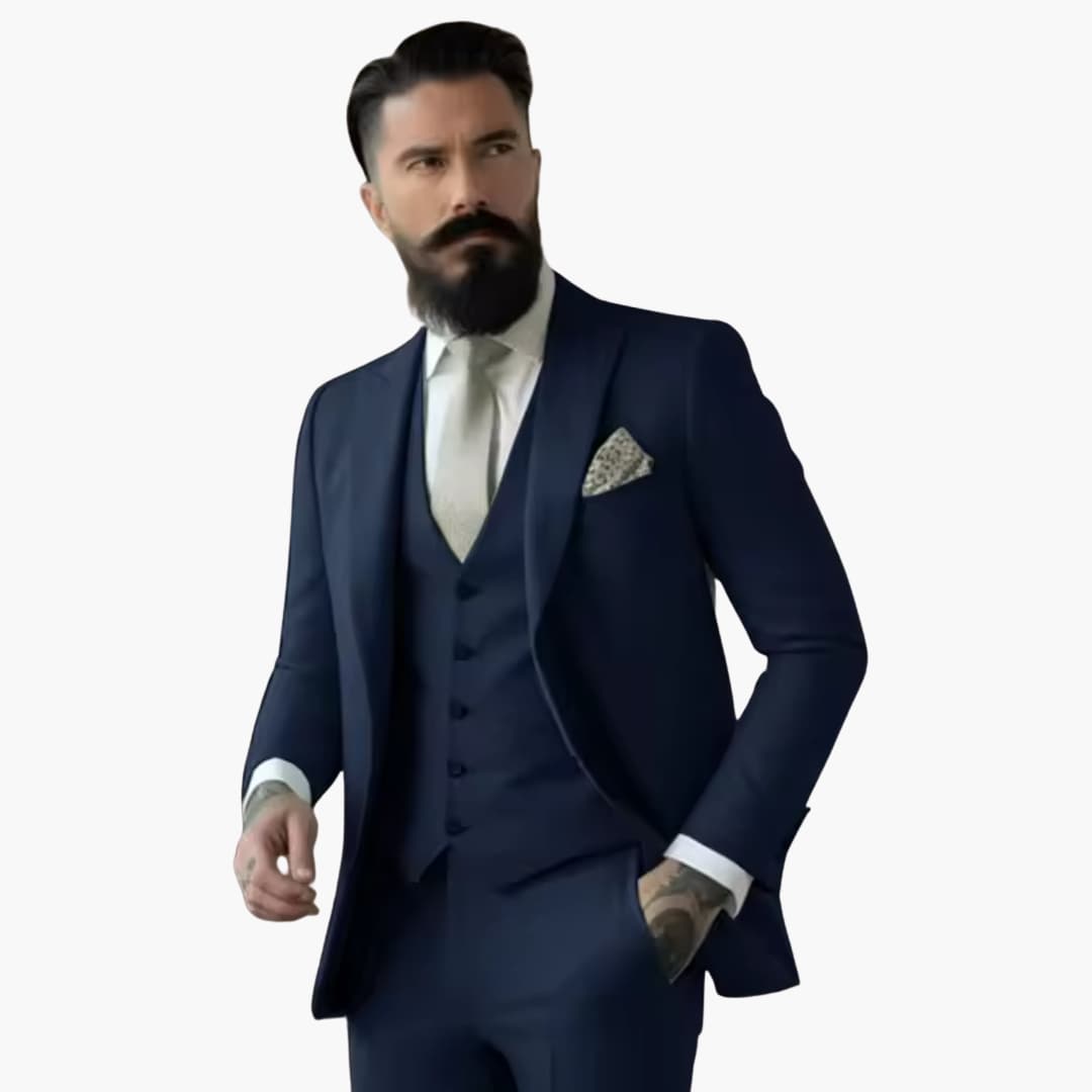 Men's navy double breasted suit premium slim fit elegant classic design for formal events