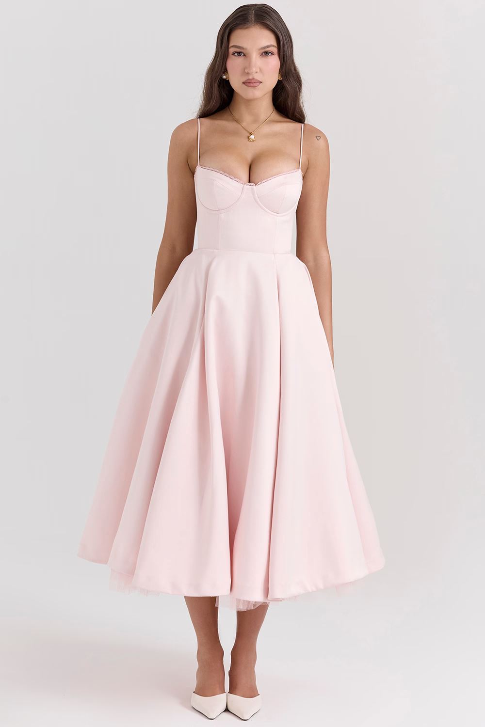 Women's satin evening dress glamorous shine sleeveless gown for galas and weddings