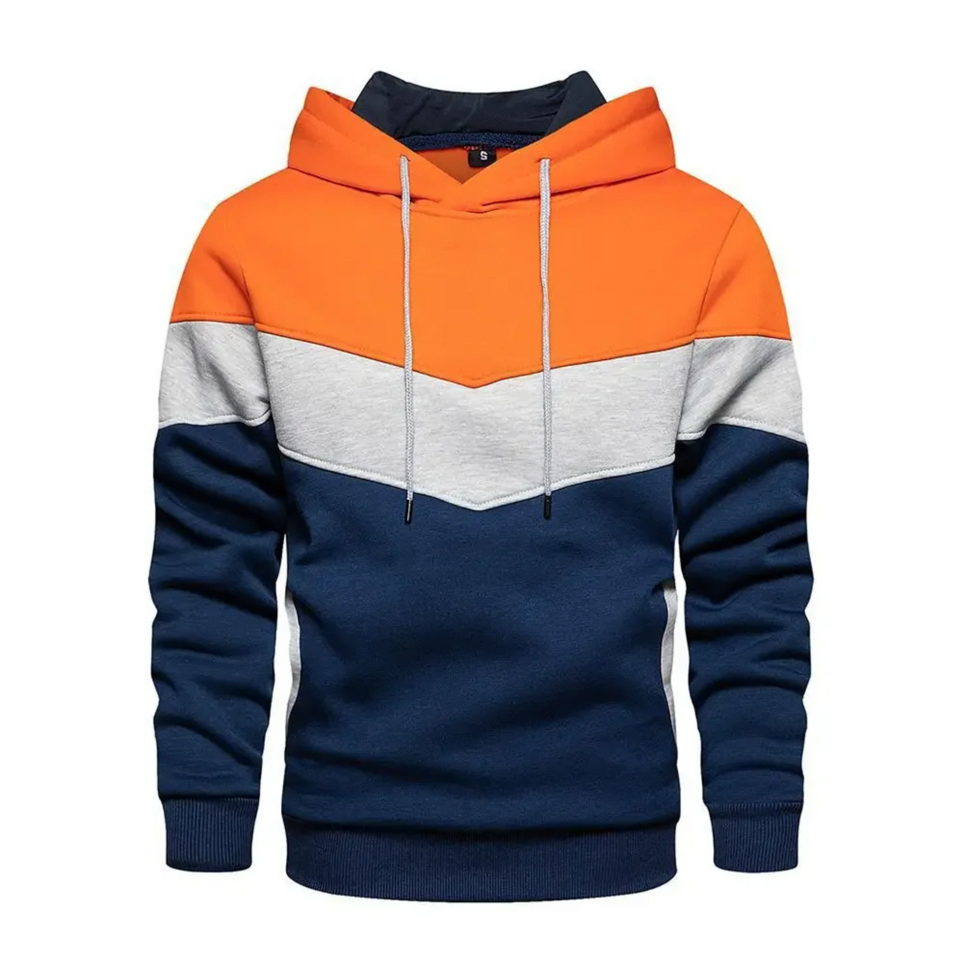 Men's colorblock tier hoodie athletic fit midweight cotton-poly blend with bold chevron paneling