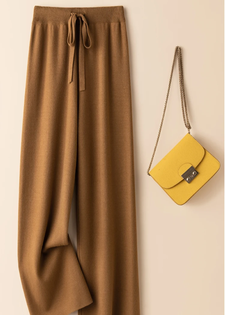 Aurelle wide-leg knit trousers heavyweight ultra-soft fabric relaxed chic silhouette for women