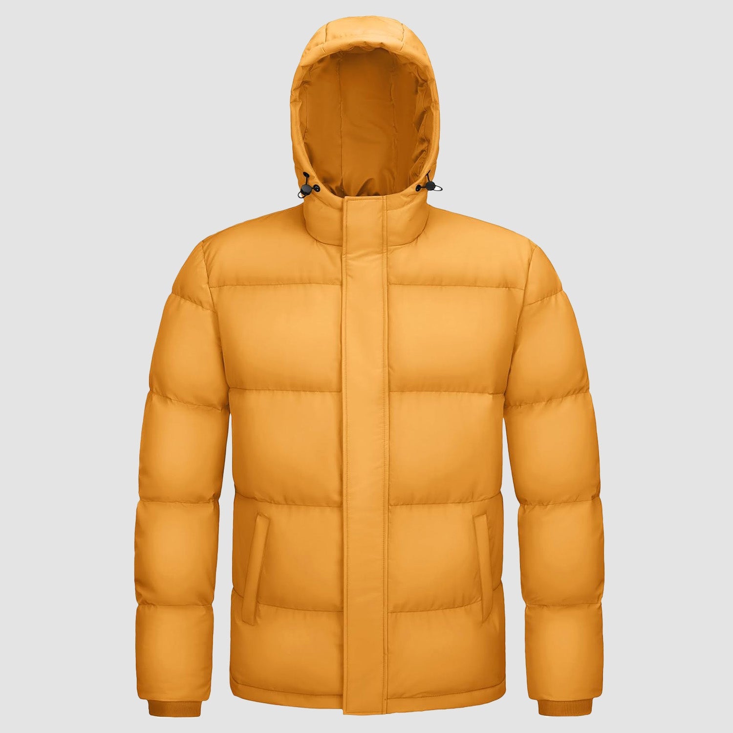 Men's black hooded duck down puffer jacket water-resistant windproof insulated winter coat