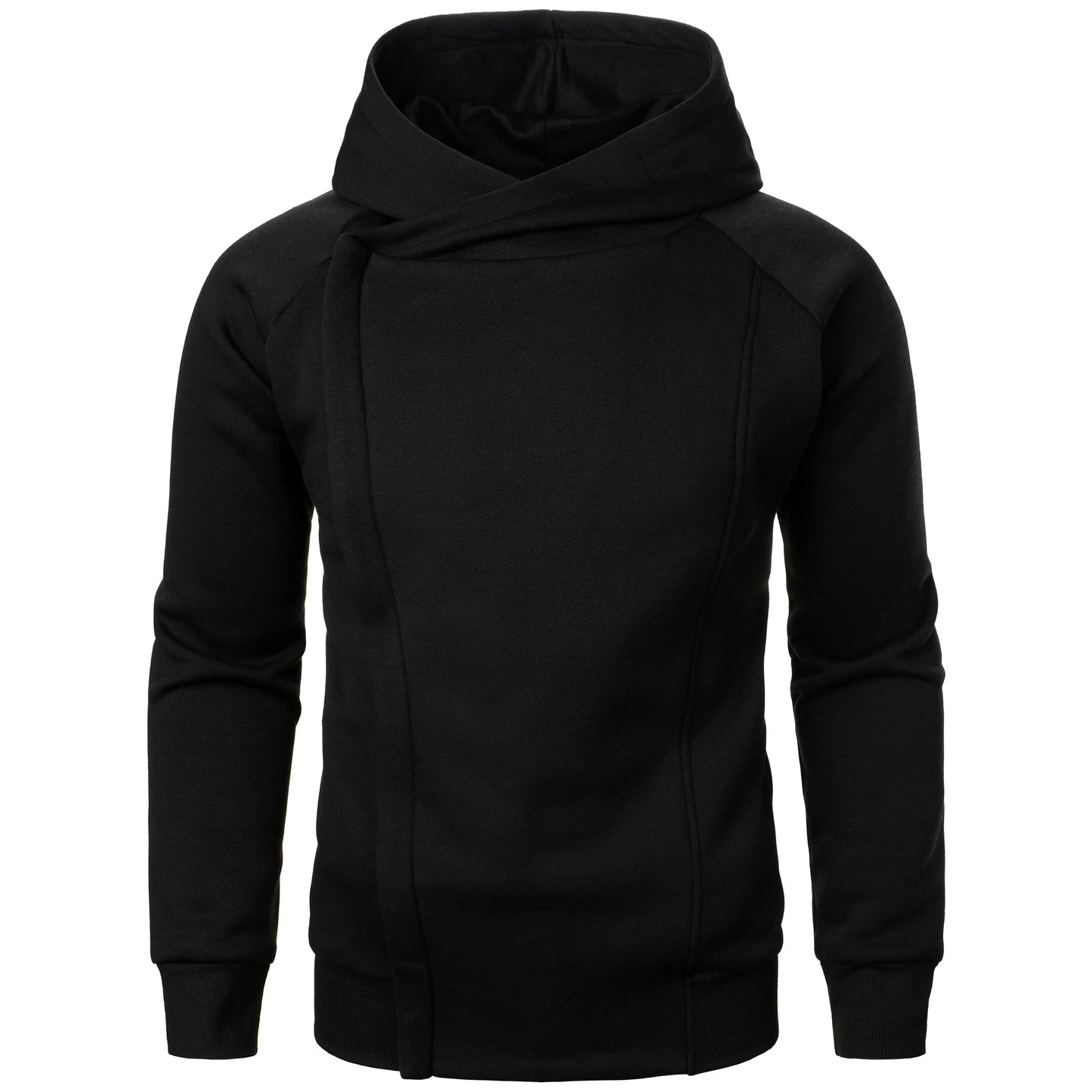 Charcoal zip hoodie tailored fit crossover sculpted hood premium cotton blend urban athletic style