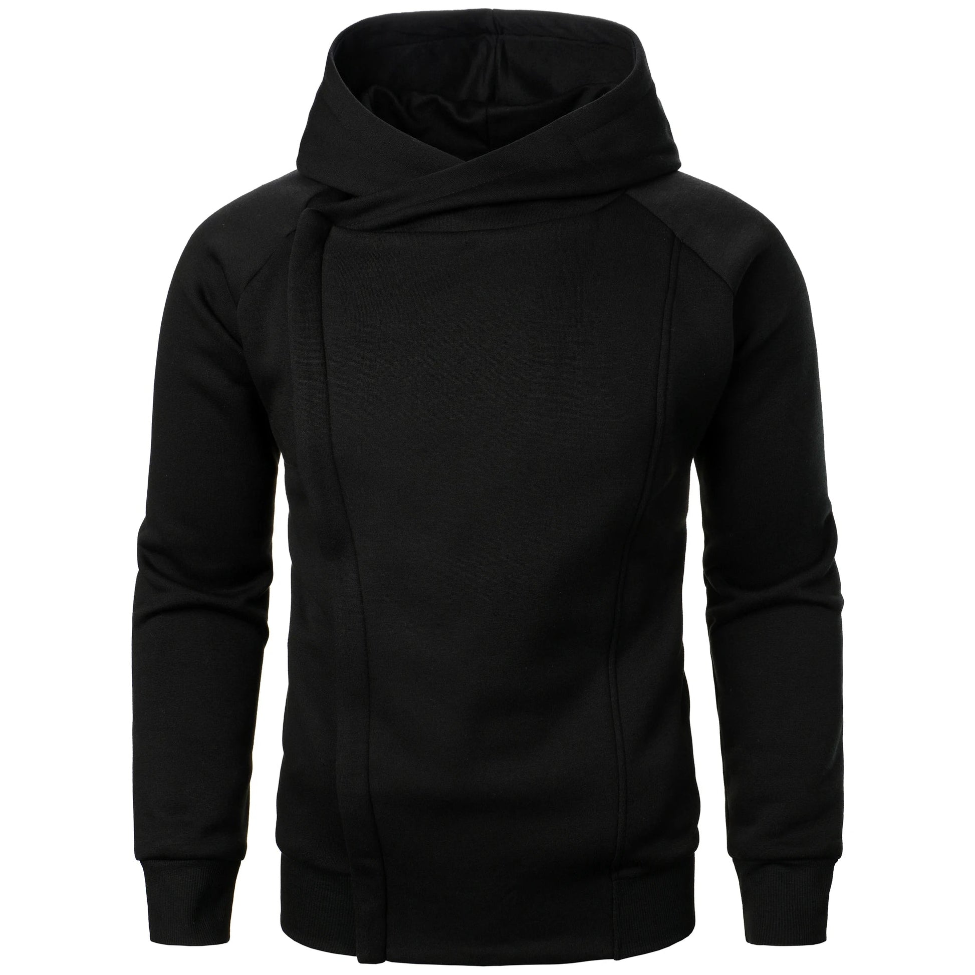 Charcoal zip hoodie tailored fit crossover sculpted hood premium cotton blend urban athletic style