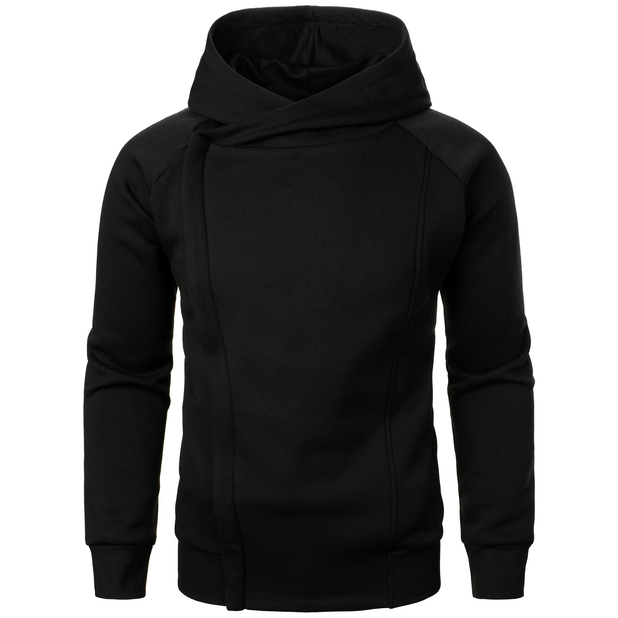 Charcoal zip hoodie tailored fit crossover sculpted hood premium cotton blend urban athletic style