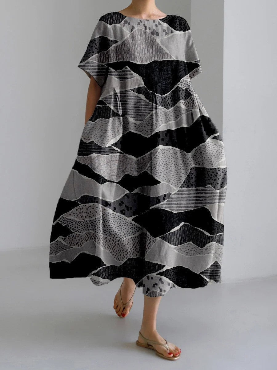 Women's geometric pattern sweater dress high waist retro-inspired silhouette in bold vintage style