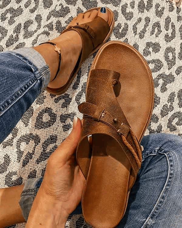 Roma | Women's Flat Toe Ring Sandals Slip-On Boho Summer Slides