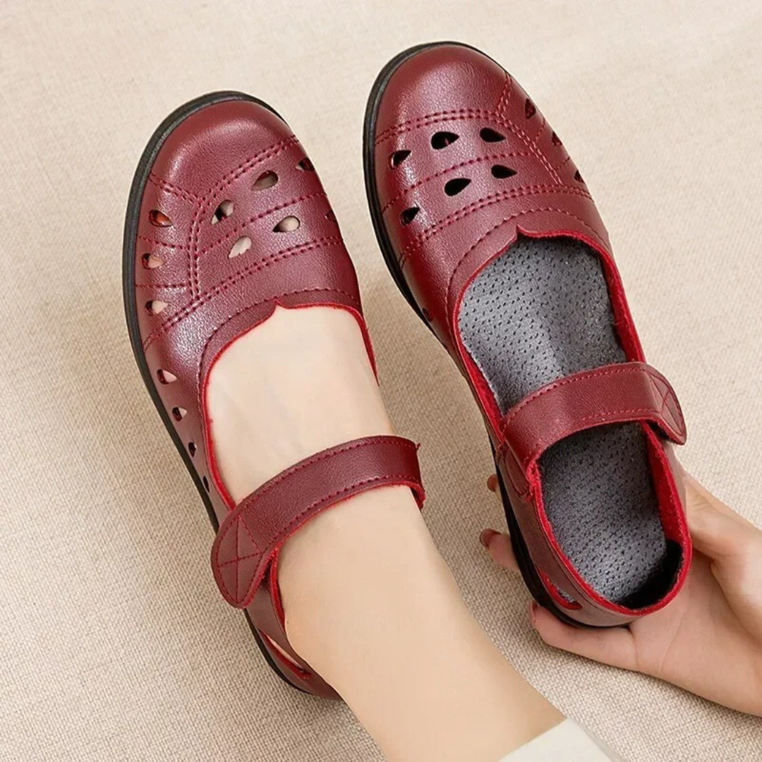 Women's adjustable Velcro strap shoes neutral tone modern silhouette all-day comfort personalized fit
