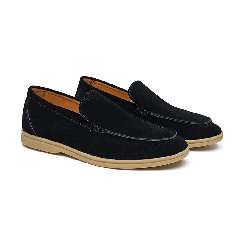 Men's brown suede loafers Milanese style slip-on with ergonomic fit and non-slip sole