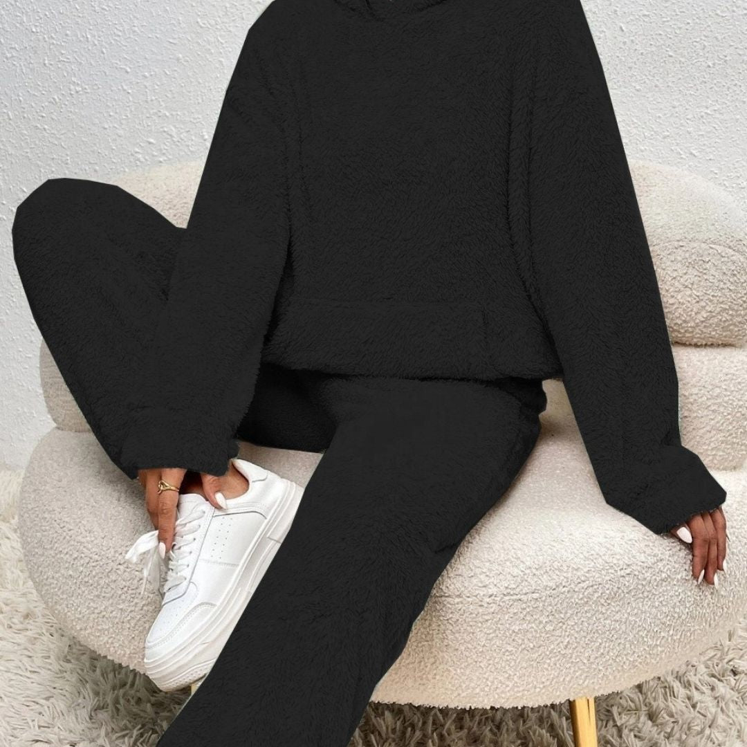 Women's cozy hooded lounge set two-piece spring coordinated hoodie and pants ultra-soft flattering fit