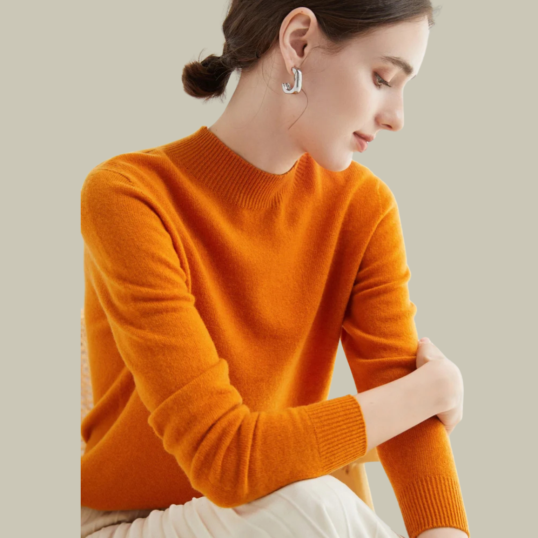 Paige women's wool blend mock neck sweater classic fit soft knit everyday layering essential