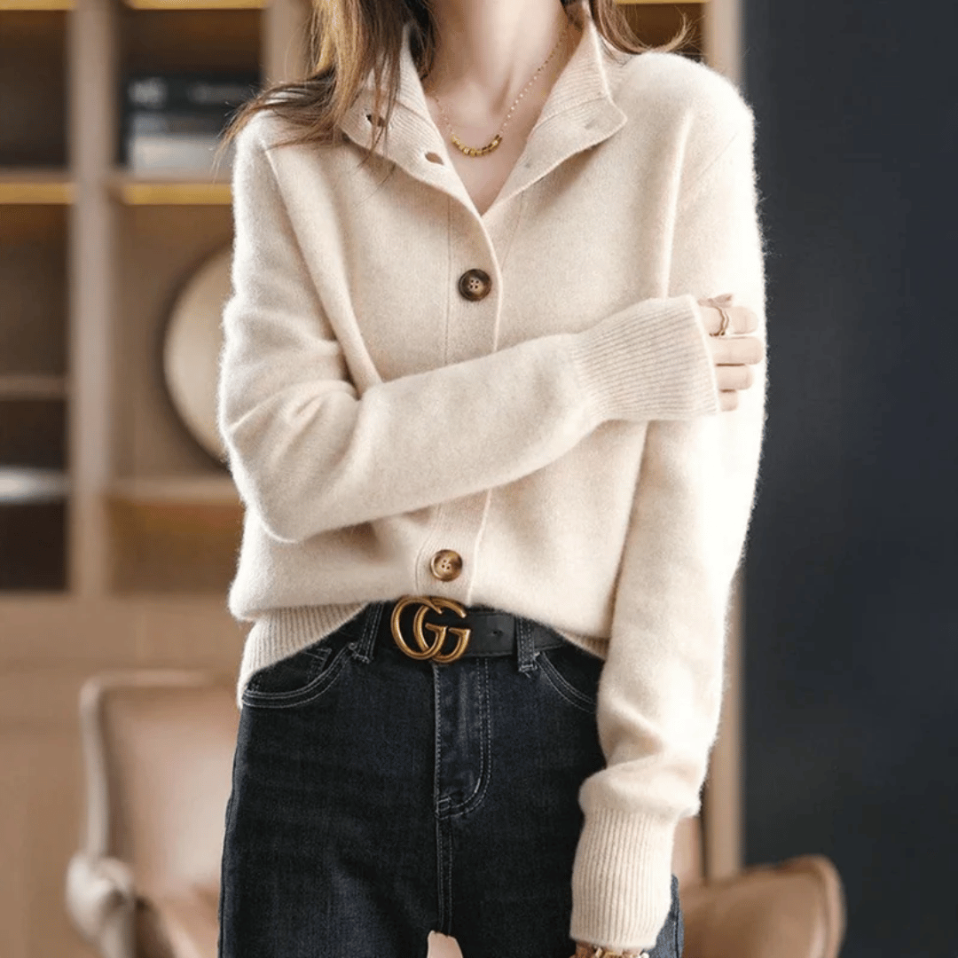 Women's elegant soft knit cardigan flowy fit cozy lightweight drape timeless wardrobe essential