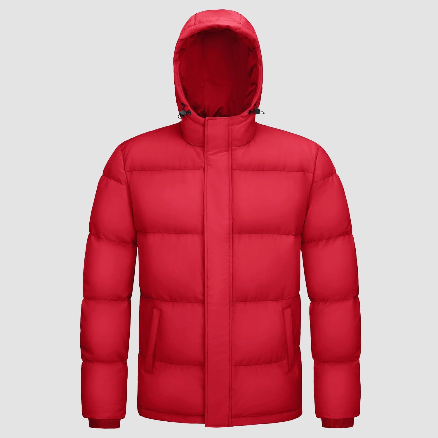Men's navy hooded duck down puffer jacket water-resistant windproof insulated winter coat