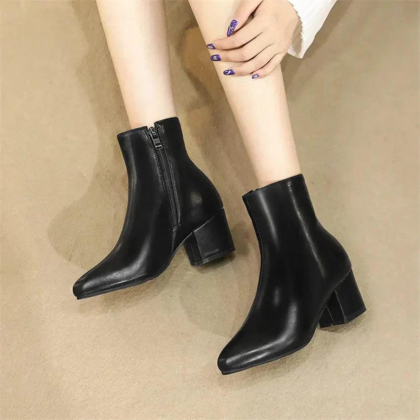 Women's shiny metallic zip-up ankle boots with insulated warm lining, sleek winter style