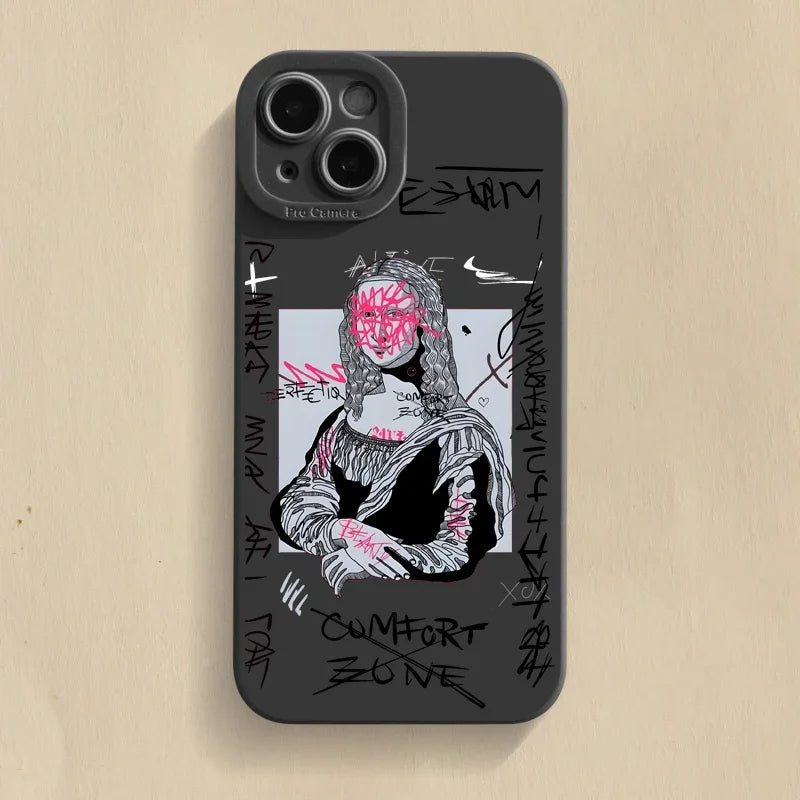 Vandalis iPhone case graffiti Mona Lisa street art bold urban design premium TPU protective cover