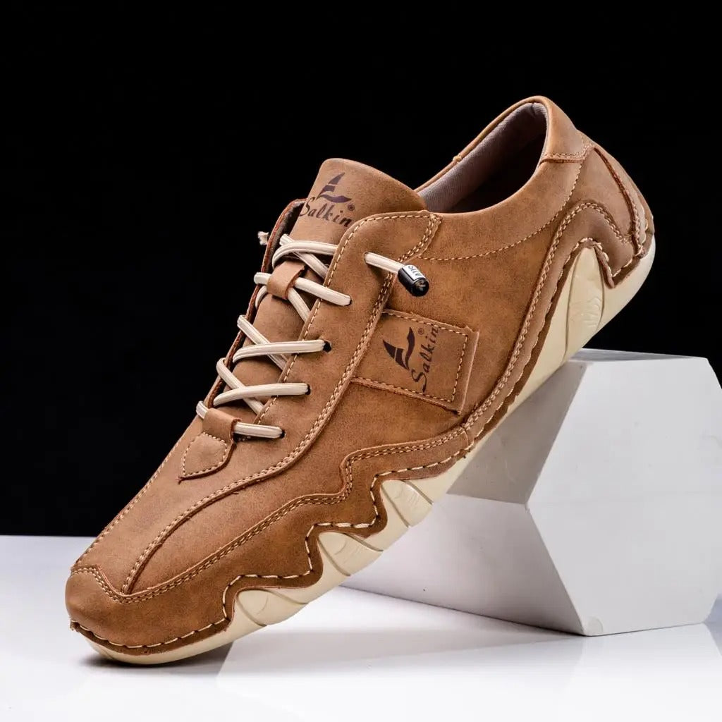 Casual lace-up shoes with smooth exterior panels, low-cut silhouette, flexible soles for all-day comfort