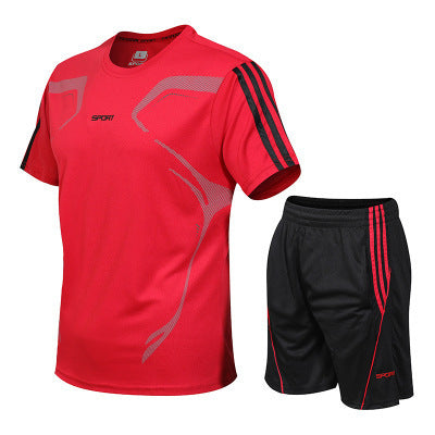 Men's blue basketball training set breathable moisture-wicking shorts and jersey athletic fit