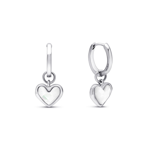 Huggie earrings in white quartz (silver) - Urbann-Vibe