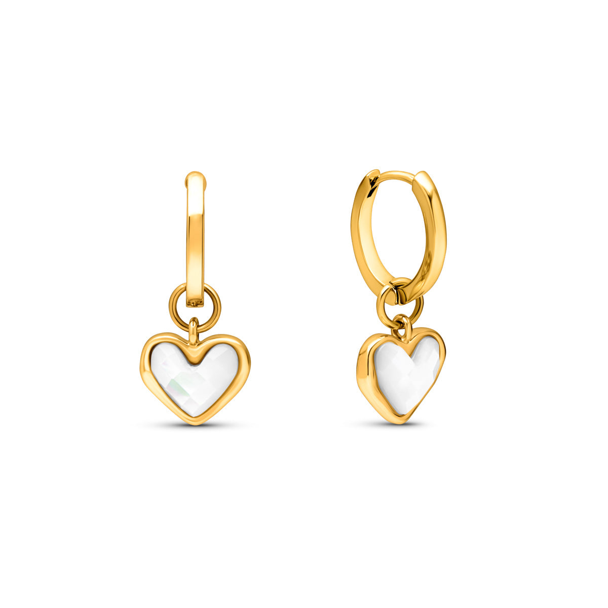 Huggie earrings in white quartz (gold) - Urbann-Vibe