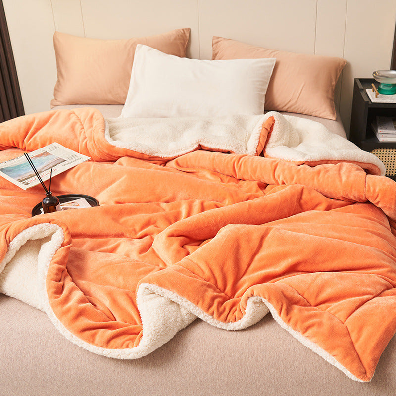 Reversible sherpa flannel throw blanket in neutral tones, ultra-thick dual-texture cozy home lounging essential