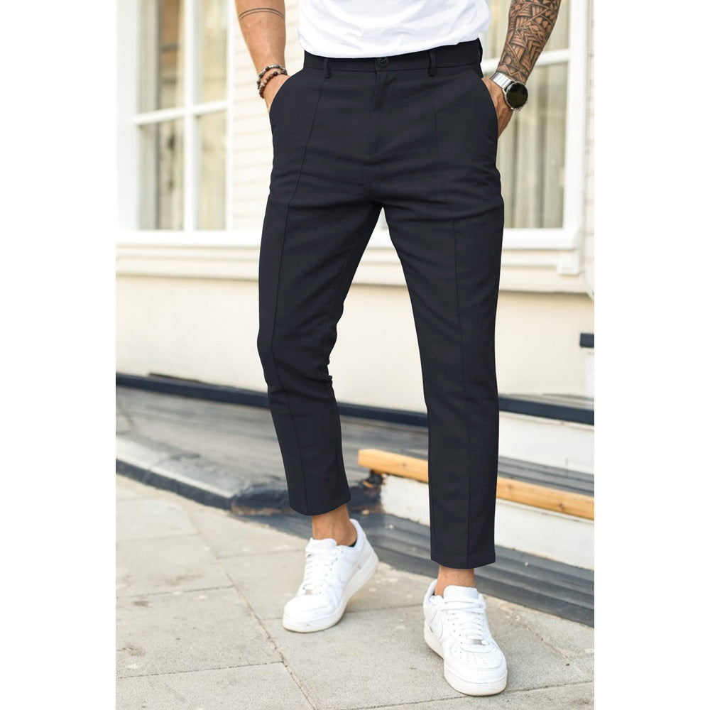 Men's lightweight tailored fit pants in neutral tone, breathable urban design for all-day comfort