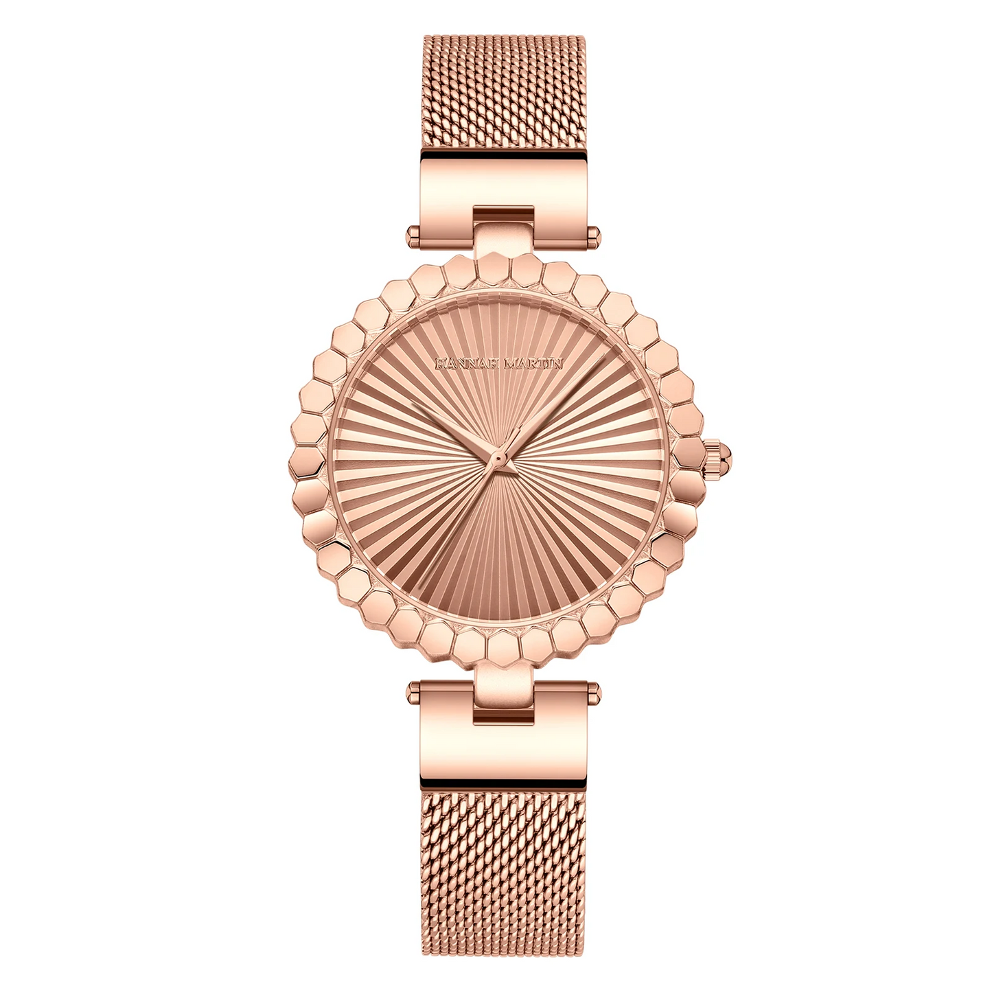 Solaris sculptural sundial watch stainless steel mesh strap modern polished timepiece for style enthusiasts