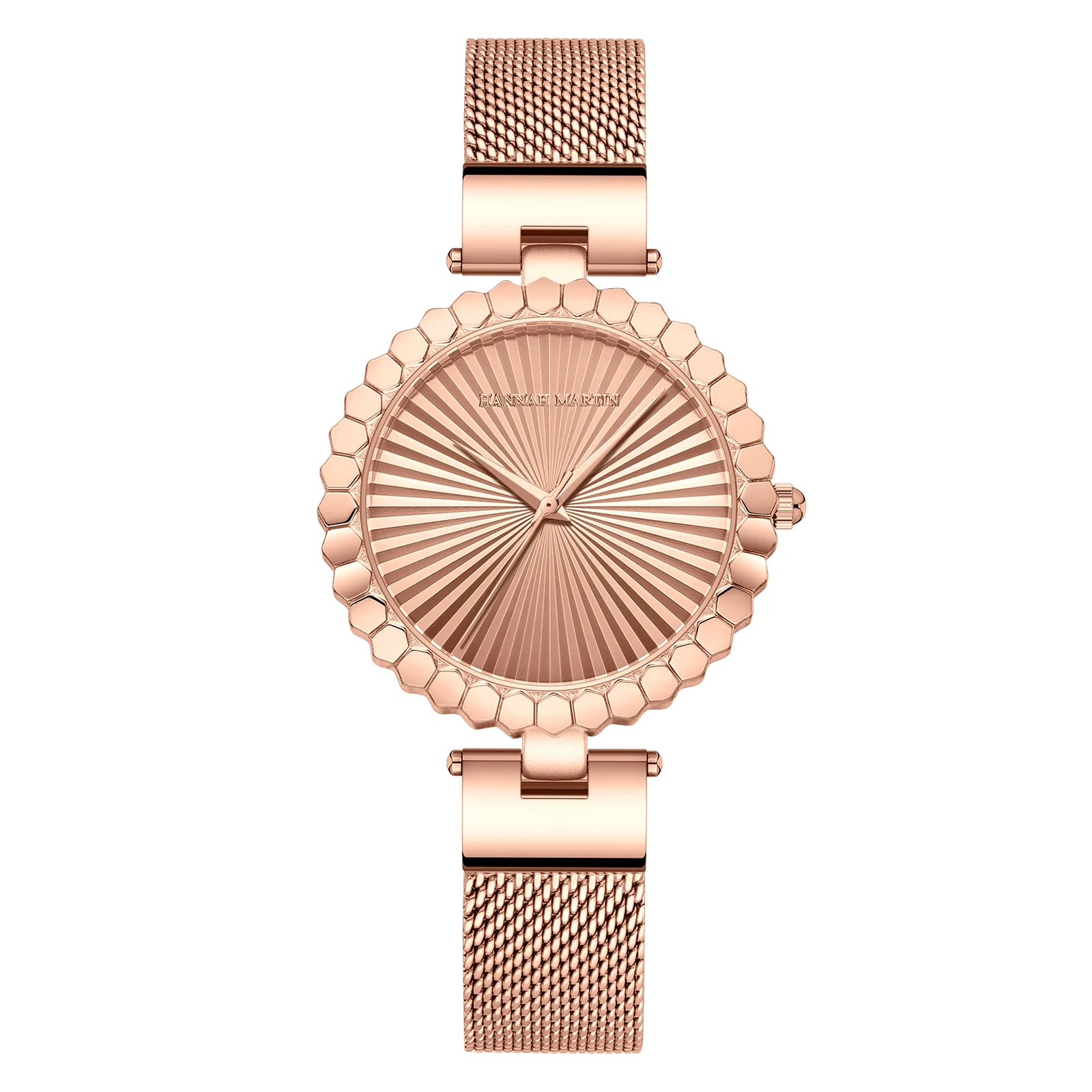 Solaris sculptural sundial watch stainless steel mesh strap modern polished timepiece for style enthusiasts